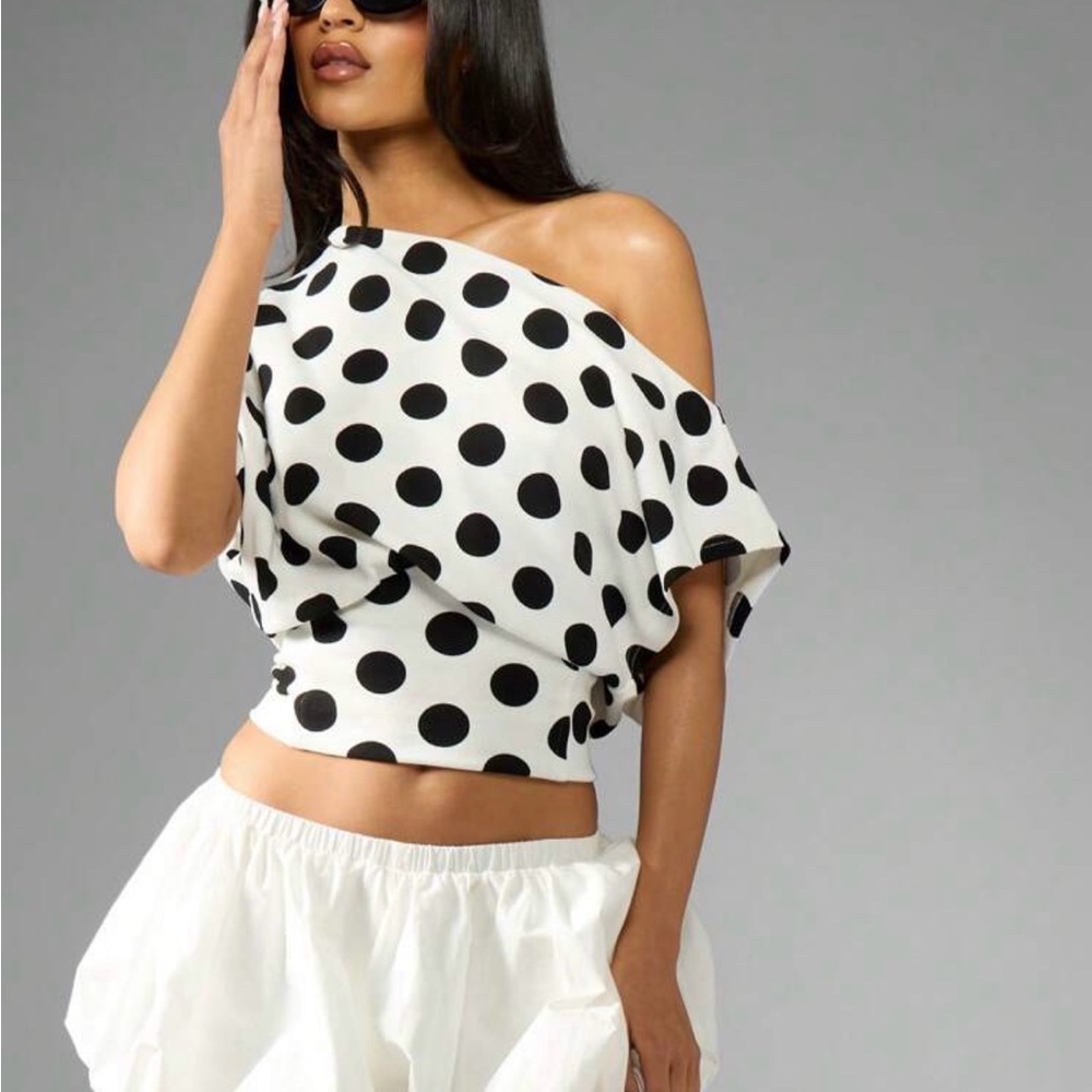 Misguided | Polka Dot Off-Shoulder Crop Top | Size S | BNWT